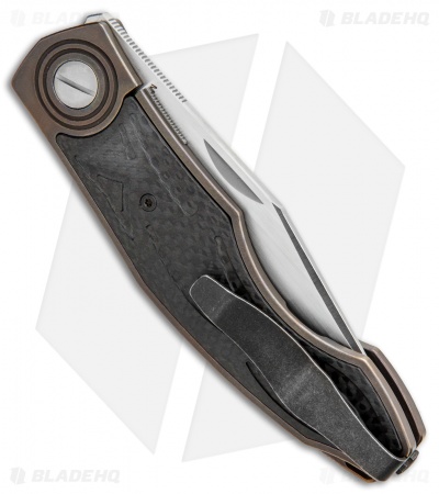 Custom Knife Factory Makosha Frame Lock Knife CF/Ti (3.75" Satin)
