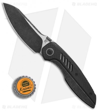 Custom Knife Factory Ossom Frame Lock Knife Carbon Fiber/Ti (3.3" Black SW)