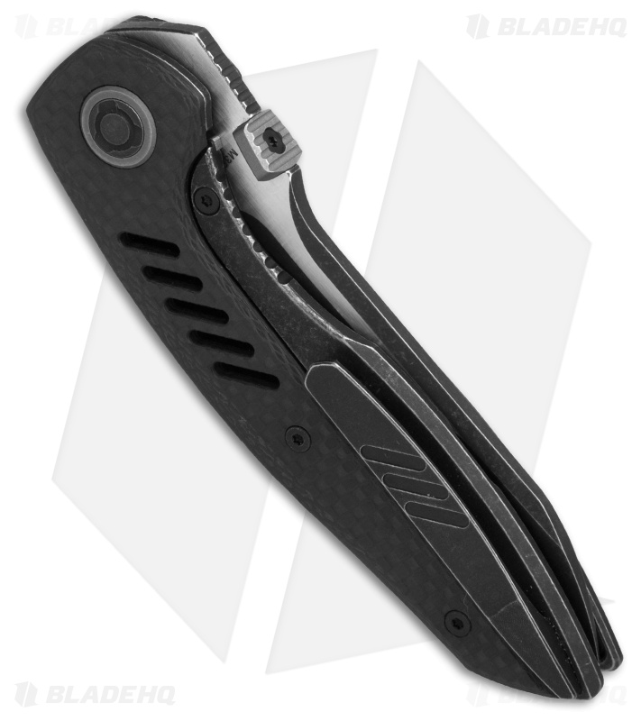 Custom Knife Factory Ossom Frame Lock Knife Carbon Fiber/Ti (3.3" Black SW)