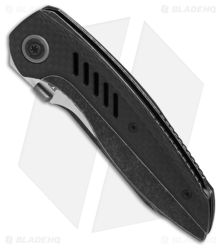 Custom Knife Factory Ossom Frame Lock Knife Carbon Fiber/Ti (3.3" Black SW)