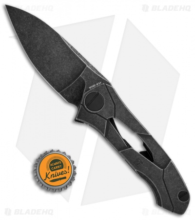 Custom Knife Factory Ratata Frame Lock Flipper Knife Black (3.5" Black SW)