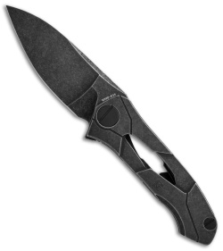 Custom Knife Factory Ratata Frame Lock Flipper Knife Black (3.5" Black SW)