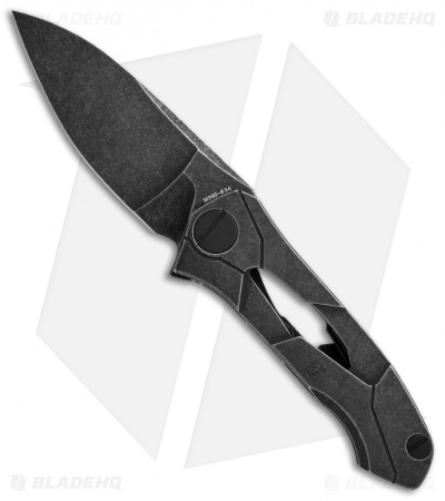 Custom Knife Factory Ratata Frame Lock Flipper Knife Black (3.5" Black SW)