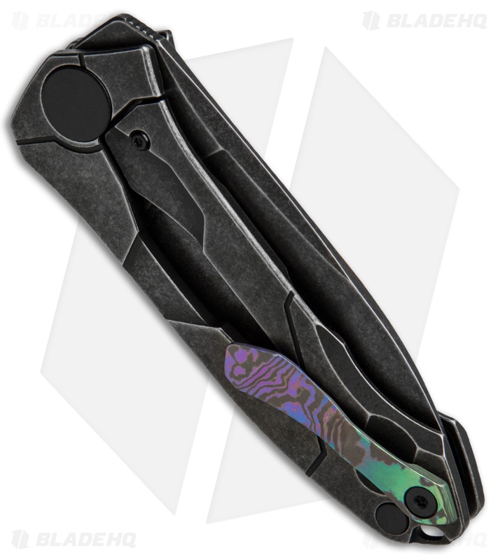 Custom Knife Factory Ratata Flipper Knife Black w/ MokuTi Clip (3.5" Black SW)