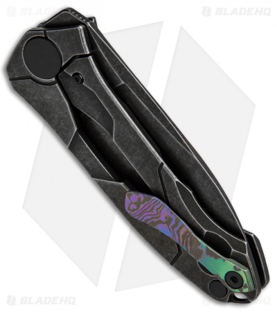 Custom Knife Factory Ratata Flipper Knife Black w/ MokuTi Clip (3.5" Black SW)
