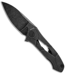 Custom Knife Factory Ratata Flipper Knife Black w/ MokuTi Clip (3.5" Black SW)