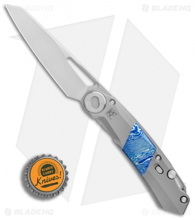 Custom Knife Factory Snecx Terra Liner Lock Knife Blue Timascus (3.5" Satin)