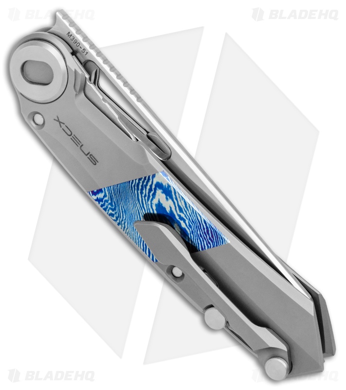 Custom Knife Factory Snecx Terra Liner Lock Knife Blue Timascus (3.5" Satin)