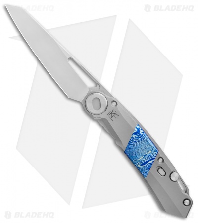 Custom Knife Factory Snecx Terra Liner Lock Knife Blue Timascus (3.5" Satin)