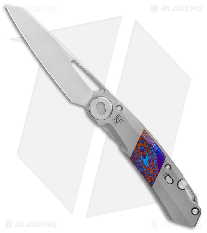 Custom Knife Factory Snecx Terra | Liner Lock Knife | Purple Timascus