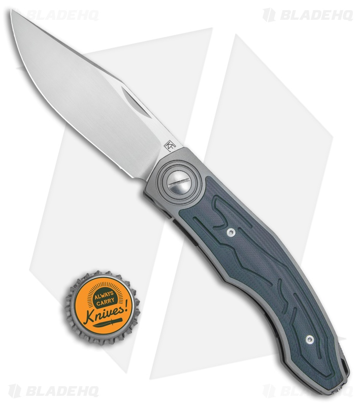 Custom Knife Factory Veksha Liner Lock Knife Blue G-10/Ti (3.75" Satin)