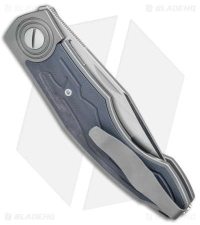 Custom Knife Factory Veksha Liner Lock Knife Blue G-10/Ti (3.75" Satin)
