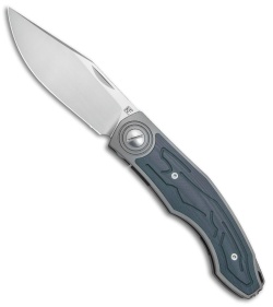 Custom Knife Factory Veksha Liner Lock Knife Blue G-10/Ti (3.75" Satin)