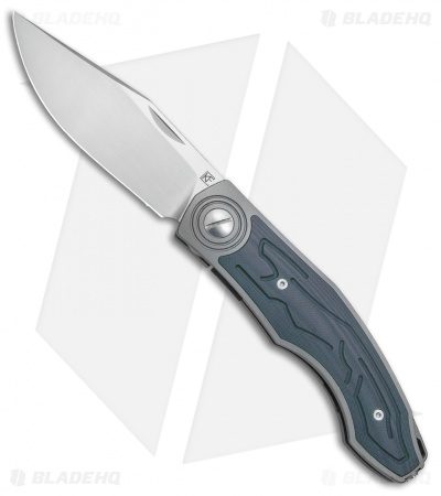 Custom Knife Factory Veksha Liner Lock Knife Blue G-10/Ti (3.75" Satin)