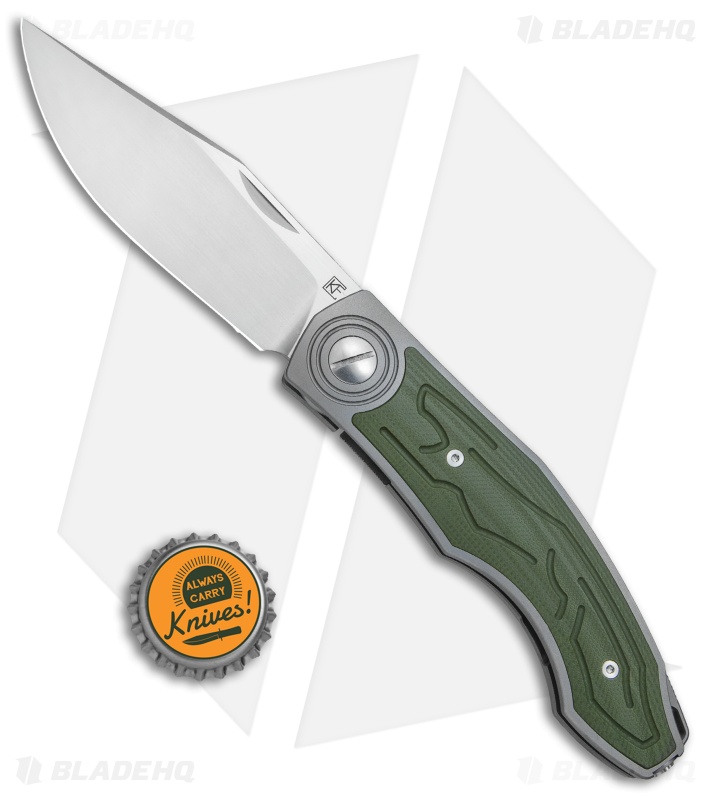 Custom Knife Factory Veksha Liner Lock Knife OD Green G-10/Ti (3.75" Satin)