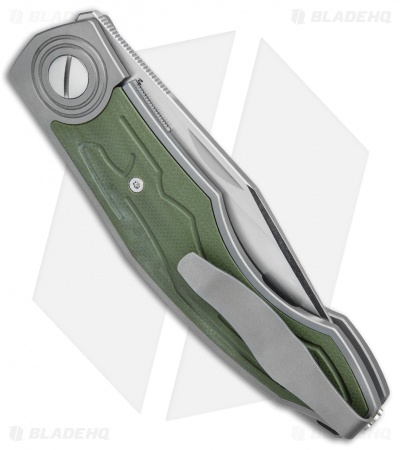 Custom Knife Factory Veksha Liner Lock Knife OD Green G-10/Ti (3.75" Satin)