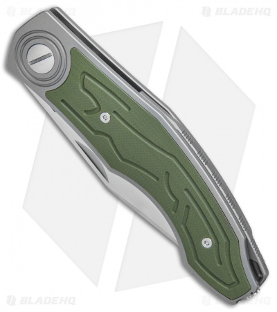Custom Knife Factory Veksha Liner Lock Knife OD Green G-10/Ti (3.75" Satin)