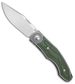 Custom Knife Factory Veksha Liner Lock Knife OD Green G-10/Ti (3.75" Satin)