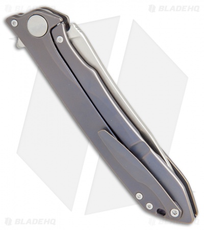 Custom Knife Factory MILK Frame Lock Knife  Blue Titanium (4.25" Hand Satin)