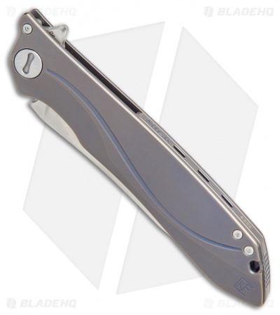 Custom Knife Factory MILK Frame Lock Knife  Blue Titanium (4.25" Hand Satin)
