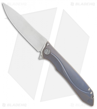 Custom Knife Factory MILK Frame Lock Knife  Blue Titanium (4.25" Hand Satin)