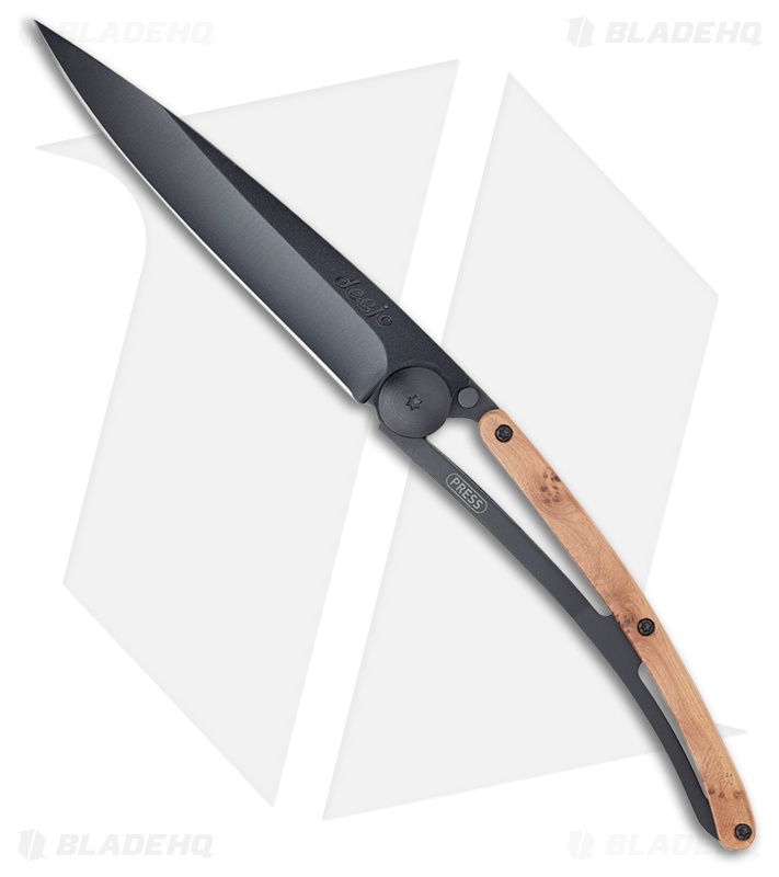 Deejo 37g Black Ultra-Light Frame Lock Knife Juniper (3.75" Black)