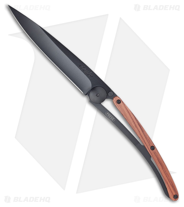 Deejo 37g Black Ultra-Light Frame Lock Knife Rosewood (3.75" Black)
