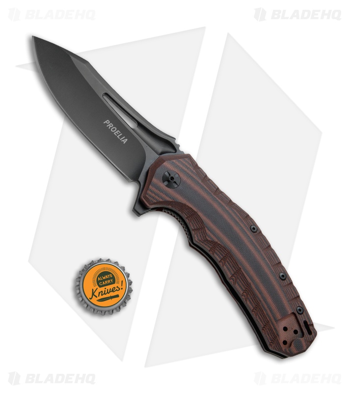 Defcon Blade Works Proelia Drop Point Knife Black/Red G-10 (3.75" Black)