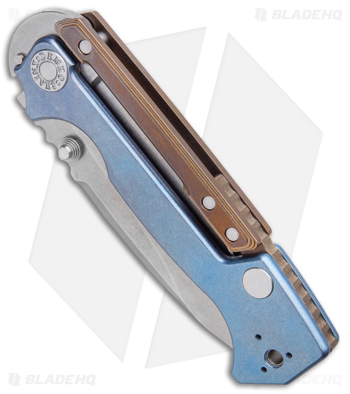 Demko Knives AD15MG Scorpion Lock Knife Full Ti Blue/Gold Ano (3.75