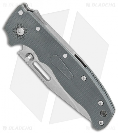 Demko Knives AD20.5 Clip Point Shark-Lock Knife Gray Grivory (3.2" Stonewash)