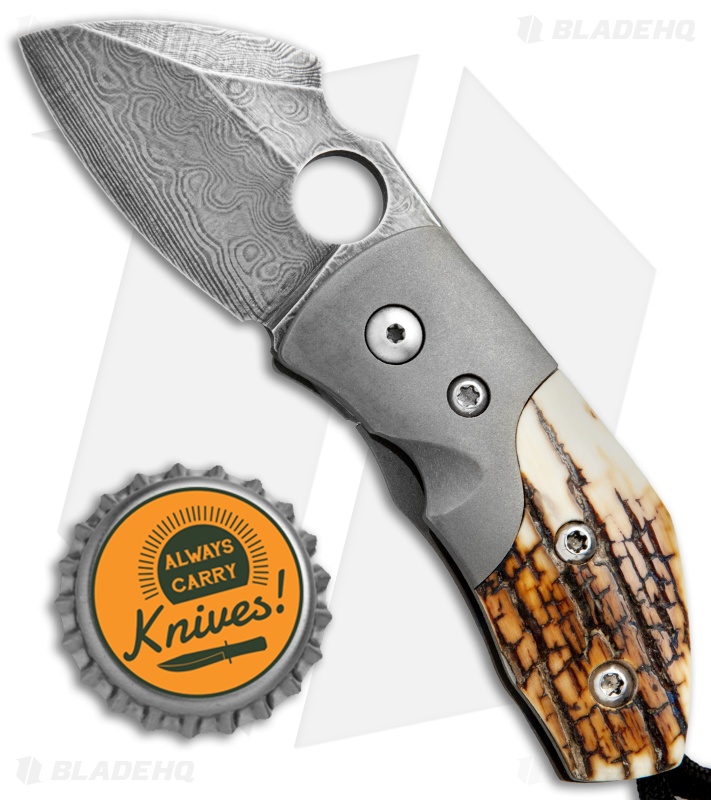 Deviant Blades Sheeple Frame Lock Knife Mammoth/Titanium (2" Damasteel)