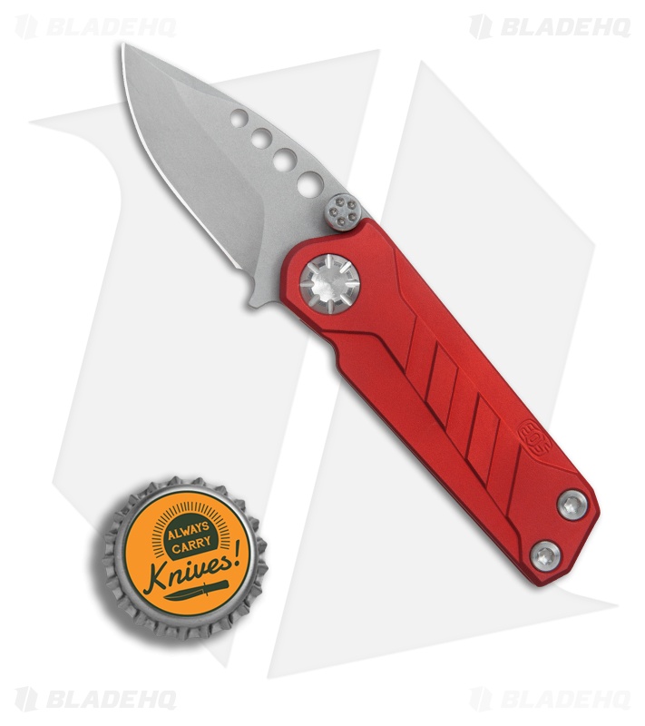 EOS Prawn Friction Folder Knife Red Aluminum (2.1" Gray)