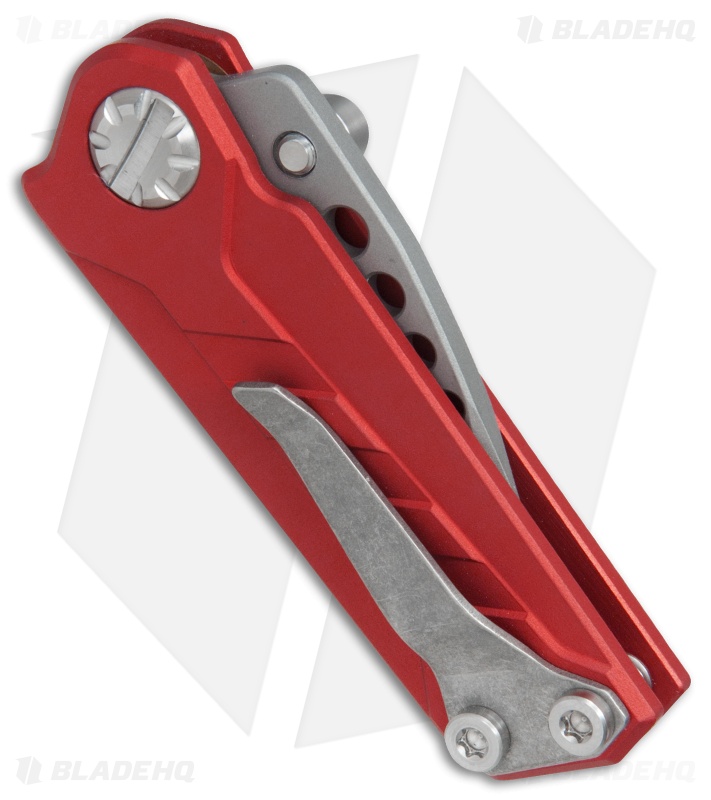 EOS Prawn Friction Folder Knife Red Aluminum (2.1" Gray)