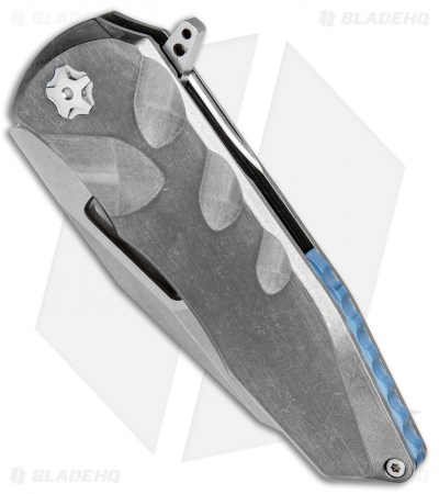EOS Squid Frame Lock Flipper Knife Titanium w/ Flamed Clip (3.625" Stonewash)