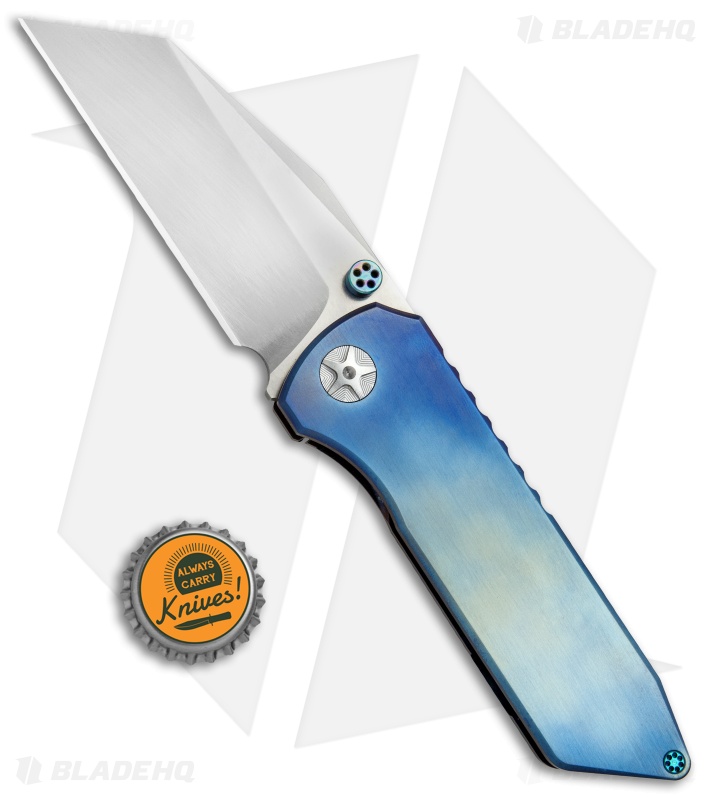 EOS Surgeon Frame Lock Knife Blue Ano Titanium (3.75" Satin)