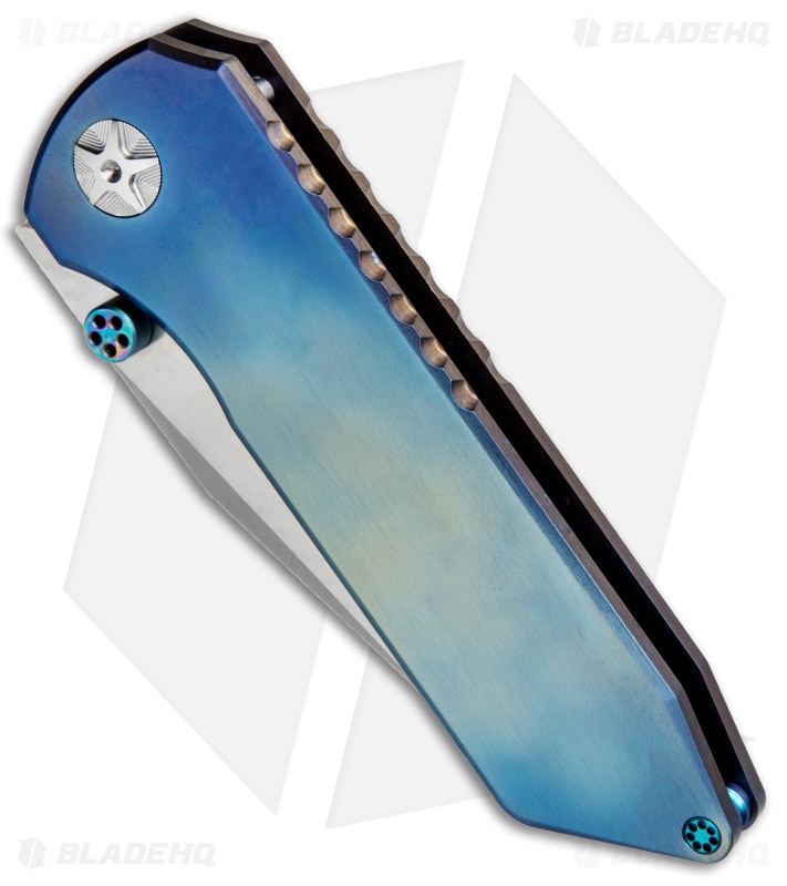 EOS Surgeon Frame Lock Knife Blue Ano Titanium (3.75" Satin)