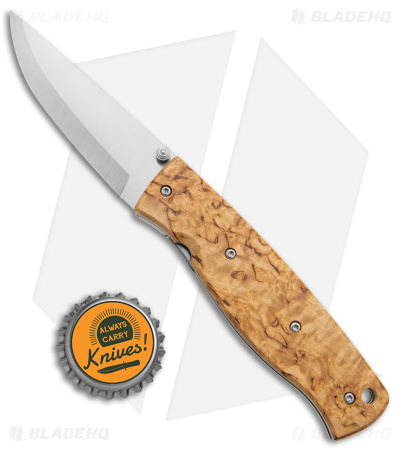 Brisa (EnZo) Birk 75 Linerlock Pocket Knife Curly Birch (3" Satin)