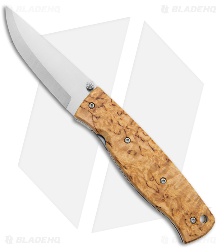 Brisa (EnZo) Birk 75 Linerlock Pocket Knife Curly Birch (3" Satin)