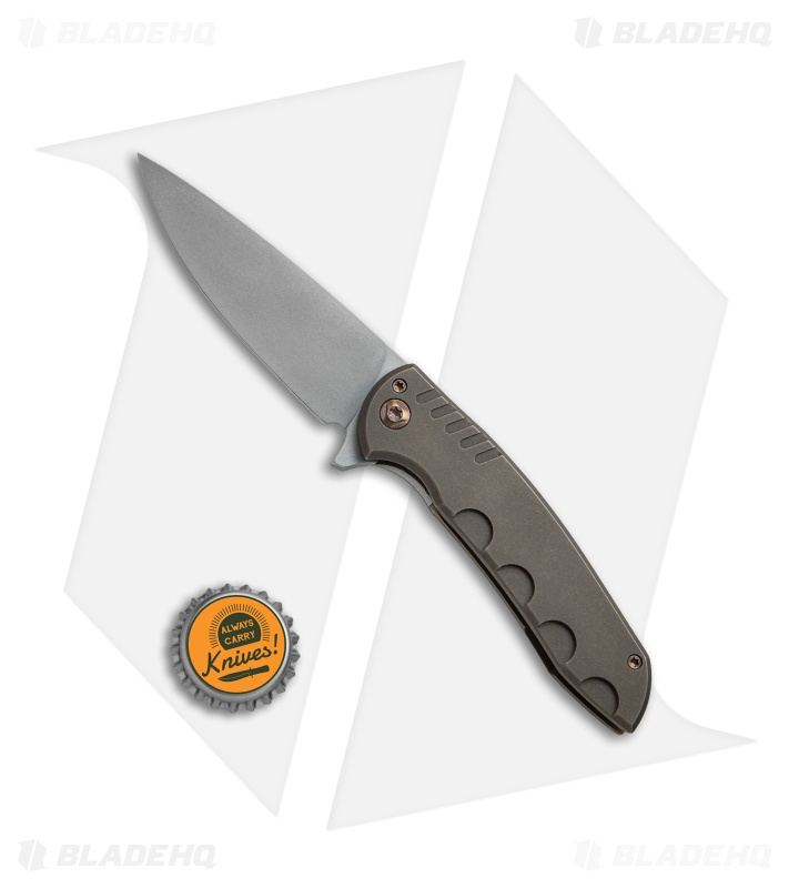 Ferrum Forge Stinger Frame Lock Knife Bronze Titanium (3.25" Gray SM-100)