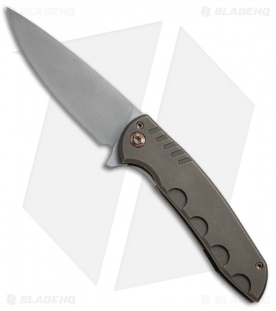 Ferrum Forge Stinger Frame Lock Knife Bronze Titanium (3.25" Gray SM-100)