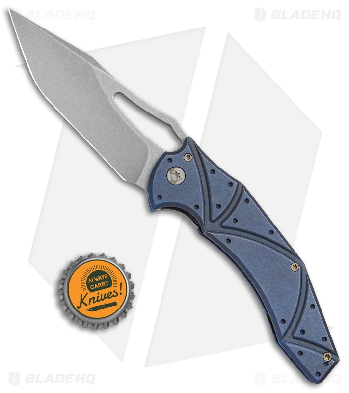 Ferrum Forge Gavko Spinner Frame Lock Knife Blue Atlantian Plates Ti (3.5" SW)