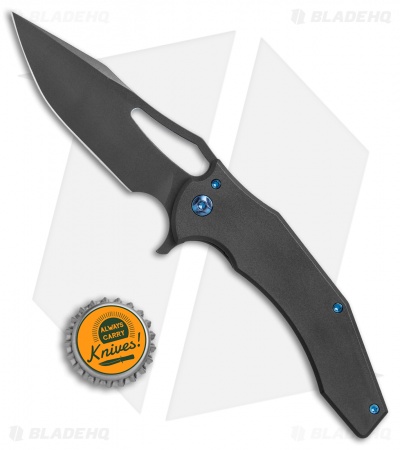 Ferrum Forge Gavko Spinner Flipper Knife Black Slab Ti (3.5" Black)