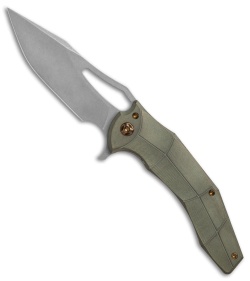 Ferrum Forge Gavko Spinner Flipper Knife Green Facets Ti (3.5" Stonewash)