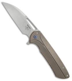 Ferrum Forge Les George Masterblaster Flipper Knife Flying V Bronze Ti (3.6" SW)