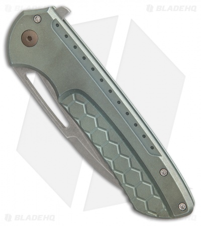 Ferrum Forge Les George Masterblaster Flipper Knife Hex Green Ti