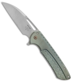 Ferrum Forge Les George Masterblaster Flipper Knife Hex Green Ti (3.6" SW)