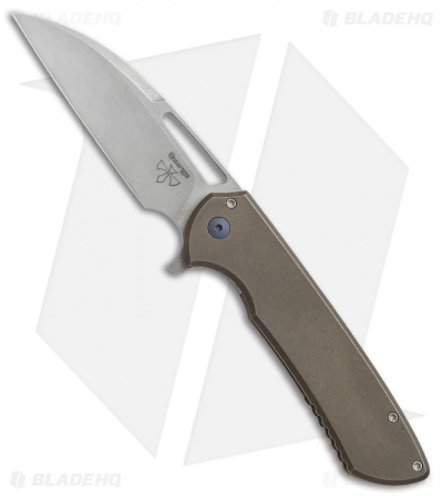 Ferrum Forge Les George Masterblaster Flipper Knife Slab Bronze Ti (3.6" SW)