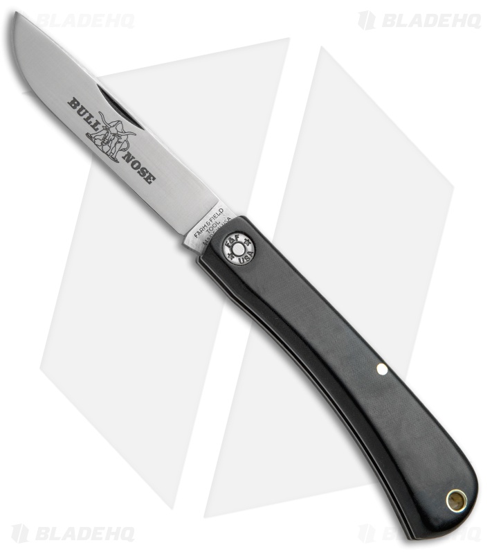 GEC #71 Farm & Field Bull Nose Slip Joint Work Knife Black Micarta (3.1" Satin)