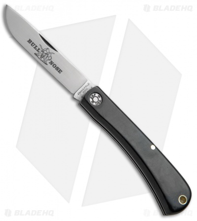 GEC #71 Farm & Field Bull Nose Slip Joint Work Knife Black Micarta (3.1" Satin)