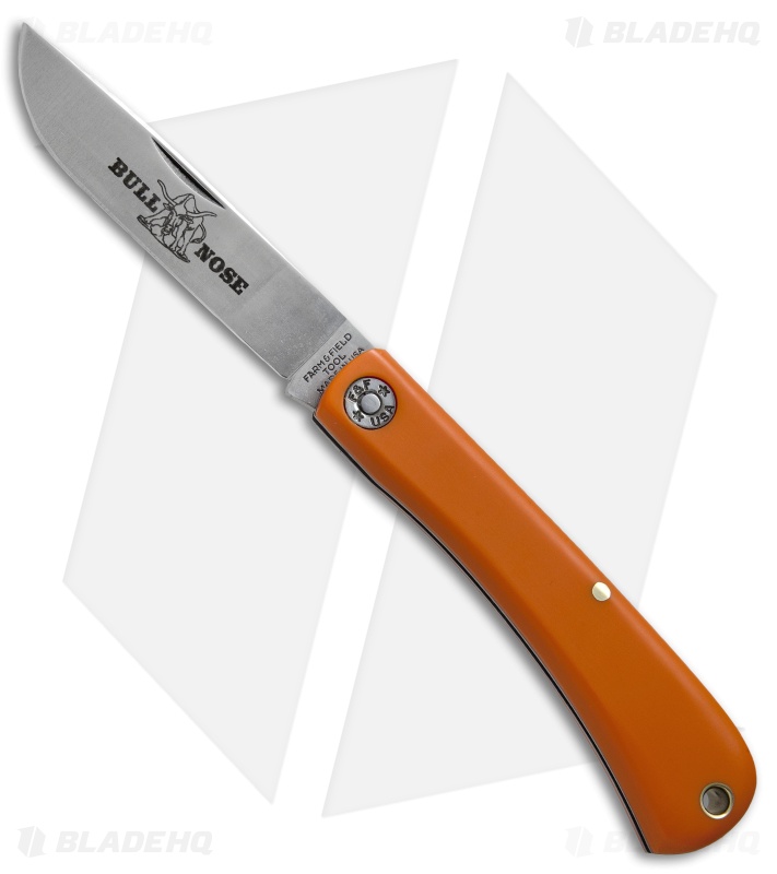 GEC #71  Farm & Field Bull Nose Slip Joint Work Knife Orange Delrin 3.1" 